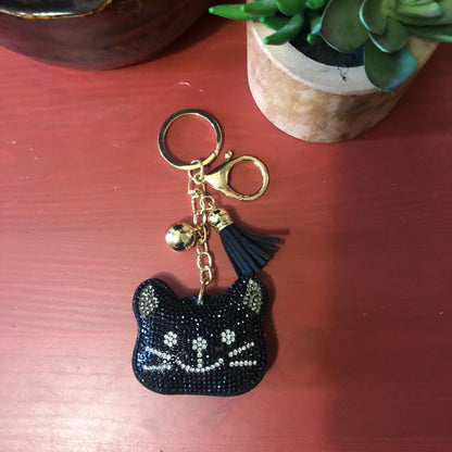 Popfizzy Bling Black Cat Keychain for Women, Cat Key Chains for Car Keys, Cat Keychain Accessories, Cat Gifts for Cat Lovers