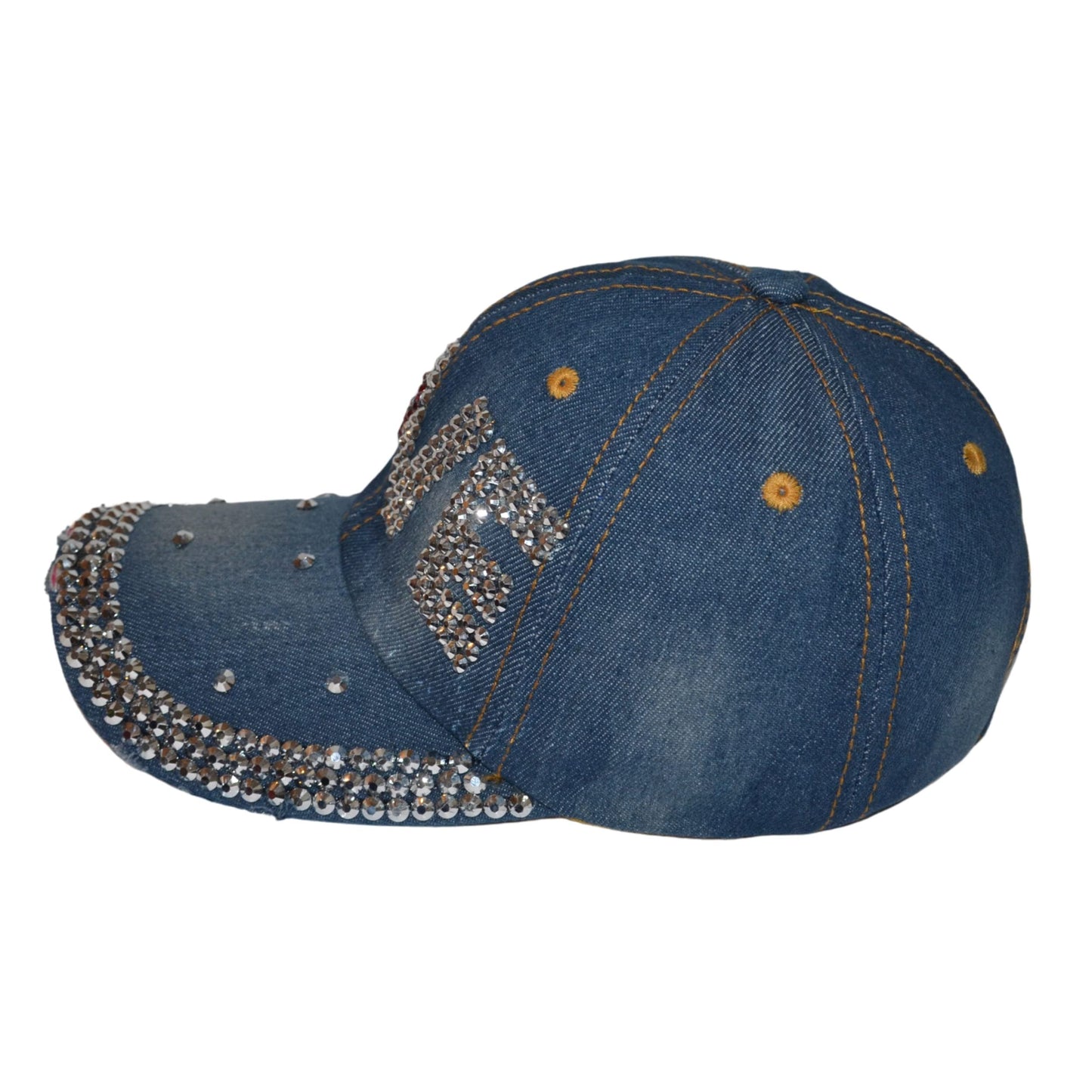 Popfizzy Bling Love Cap for Women, Rhinestone Love Hat, Bedazzled Baseball Caps, Distressed Denim Hats, Fancy Bejeweled Hats, Bling Gifts for Women