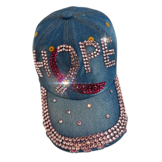Popfizzy Bling Baseball Cap for Women and Girls, Fun Bedazzled Hats, Shiny Rhinestone Denim and Diamond Hat, Sparkly Gifts