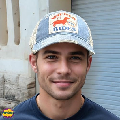 Popfizzy Wiener Rides Hat for Men, Funny Adult Humor Caps, Fun Jersey Shore Hat, Offensive Gag Gift for Men, Penis Joke Gift