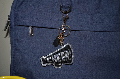 Popfizzy Silver and Black Cheer Keychain for Women and Girls, Cheerleader Bag Charm