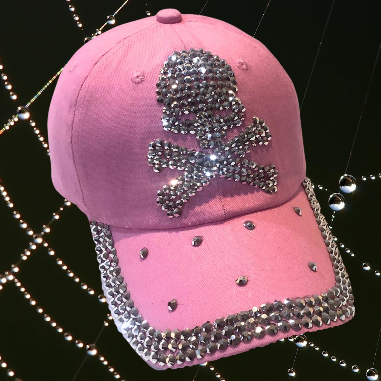 Popfizzy Bling Pink Skull Hat for Women, Adult Cotton Cap