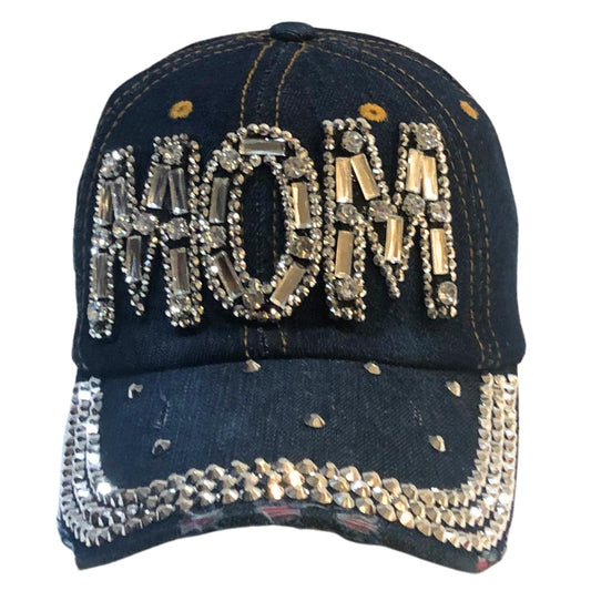Popfizzy Rhinestone Mom Hat, Bling Baseball Cap for Mom, Cool Mom Gifts, Best Mama Hat, Sparkle Mom Accessories, Mom Cap