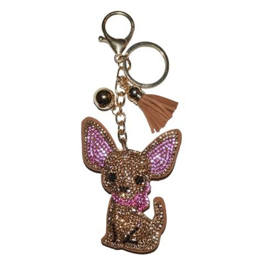 Popfizzy Bling Chihuahua Keychain for Women, Purse Bag Charm