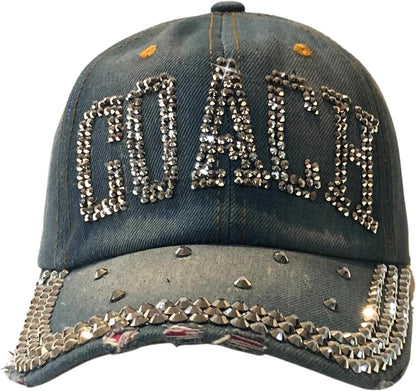 Popfizzy Bling Coach Hat with Rhinestones for Women, Best Cheer Coach Hat, Soccer Coach, Baseball Coach, Sports Coach Gifts