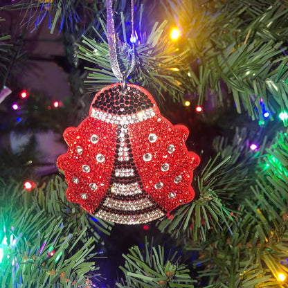Popfizzy Bling Ladybug Christmas Ornaments 2023, Christmas Decor for Tree, Rhinestone Christmas Tree Ornaments, Xmas Décor