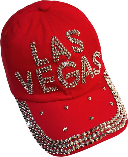 Popfizzy Rhinestone Las Vegas Ball Caps, Bling Bling Las Vegas Hat for Women, Las Vegas Souvenir, Bedazzled Las Vegas Gifts