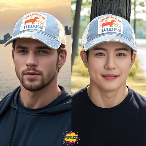 Popfizzy Wiener Rides Hat for Men, Funny Adult Humor Caps, Fun Jersey Shore Hat, Offensive Gag Gift for Men, Penis Joke Gift