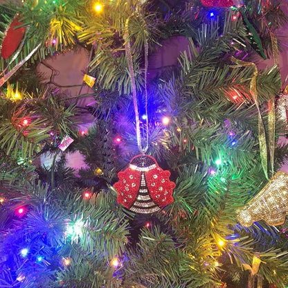 Popfizzy Bling Ladybug Christmas Ornaments 2023, Christmas Decor for Tree, Rhinestone Christmas Tree Ornaments, Xmas Décor