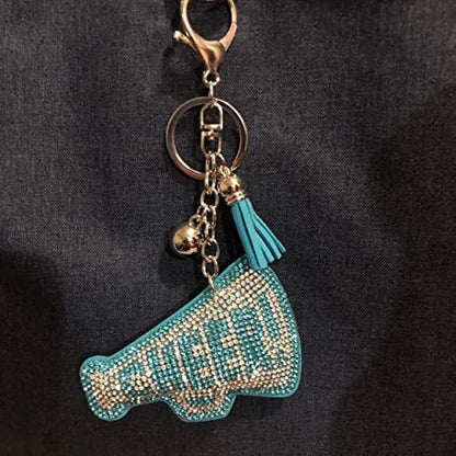 Popfizzy Silver and Blue Cheer Keychain for Women and Girls, Cheerleader Bag Charm