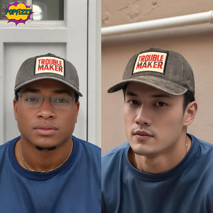 Popfizzy Trouble Maker Funny Hats for Men and Women, Birthday Gifts for Troublemakers, Jersey Shore Hats with Funny Sayings