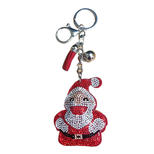 Popfizzy Bling Santa Christmas Keychain, Christmas Gifts for Women and Girls, Stocking Stuffers, Christmas Party Favors