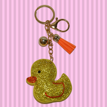 Yellow Duck Keychain for Women, Bling Purse Charms for Handbags, Girls Backpack Key Fob, Crystal Bag Charm Keyrings