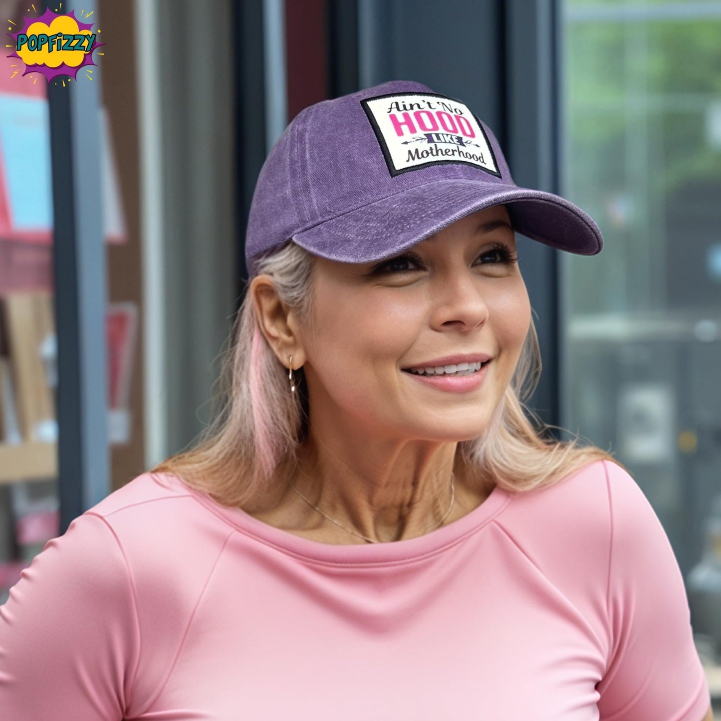 Popfizzy Ain’t No Hood Like Motherhood Funny Hat for Women, New Mom Gifts for Women, Funny Mom Gifts
