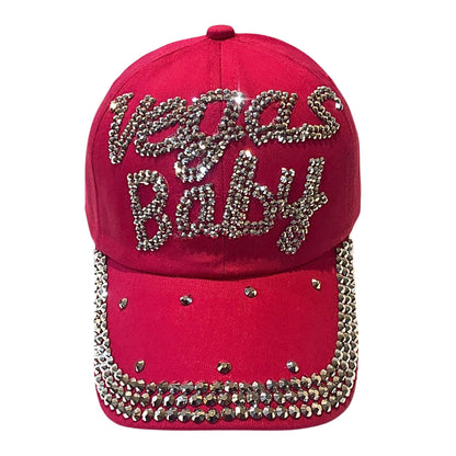 Popfizzy Bling Las Vegas Baby Hat, Rhinestone Las Vegas Baseball Cap for Women, Las Vegas Souvenir, Bedazzled Las Vegas Gifts
