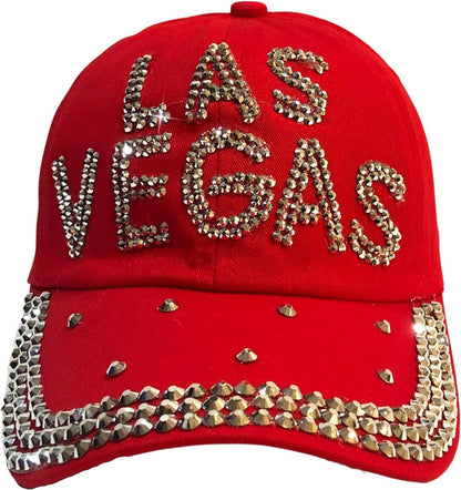 Popfizzy Rhinestone Las Vegas Ball Caps, Bling Bling Las Vegas Hat for Women, Las Vegas Souvenir, Bedazzled Las Vegas Gifts