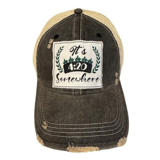 Popfizzy Weed Hat for Men and Women, It’s 420 Somewhere Trucker Hat, Marijuana Gifts for Weed Smokers (It’s 420 Somewhere)