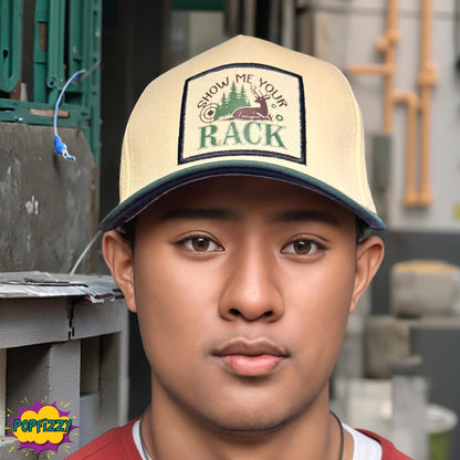 Popfizzy Show Me Your Rack Hat for Men, Funny Gifts for Hunters, Fun Deer Hunting Hats for Men, Hunting Season Baseball Cap