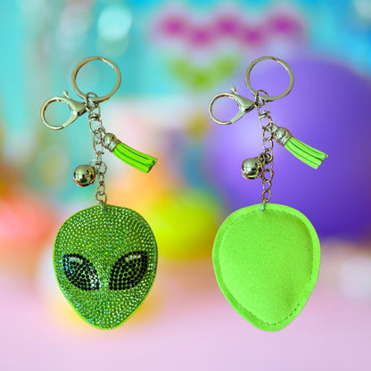 Popfizzy Alien Keychains for Women and Girls, Bedazzled Purse Charm, Bling Backpack Accessories, Bag Charms, Green Alien Gift