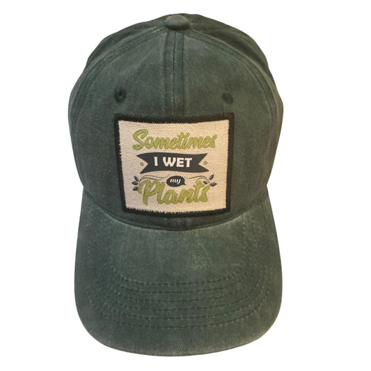 Popfizzy Sometimes I Wet My Plants Baseball Hat for Women and Men, Funny Gift for Gardeners, Green