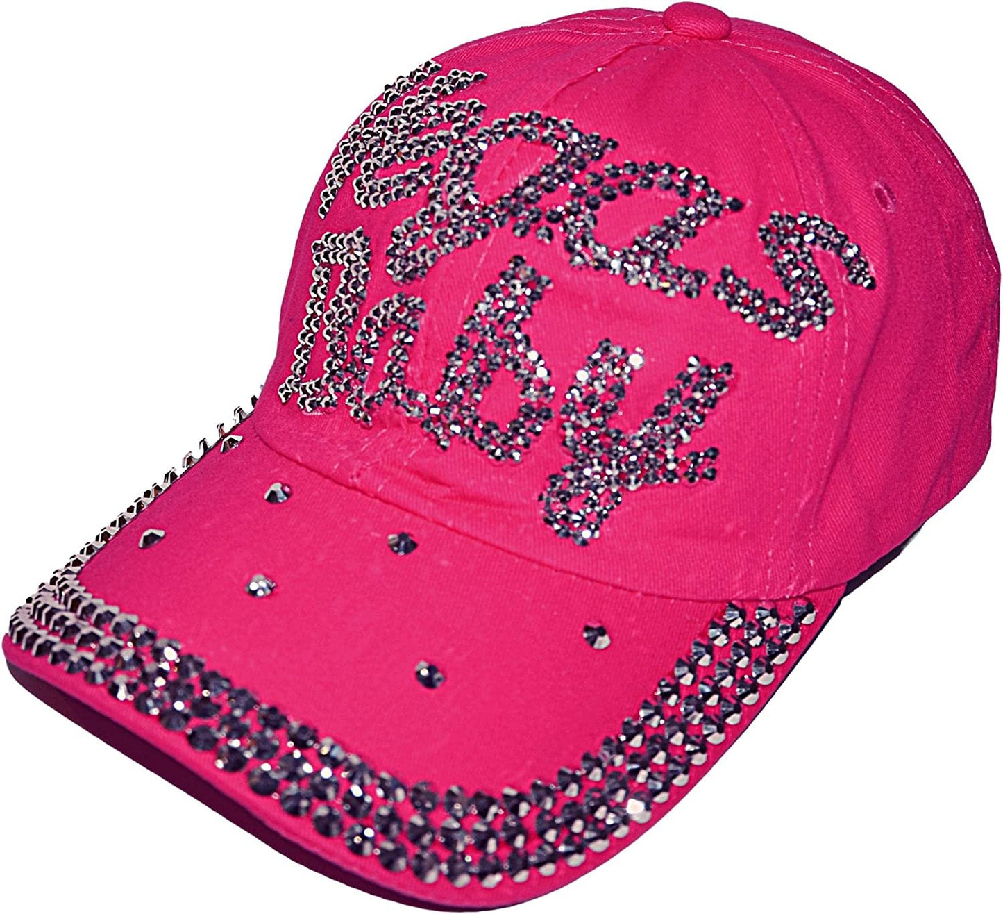 Women's Bling Pink Las Vegas Cap, Bejeweled Rhinestone Baseball Cap, Distressed Pink Hat for Women, Bling Gifts for Women
