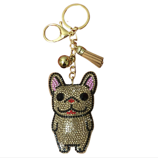 Popfizzy Bling French Bulldog Keychain for Women, Rhinestone Frenchie Dog Keychain Accessories, French Bulldog GiftsCow Accessories