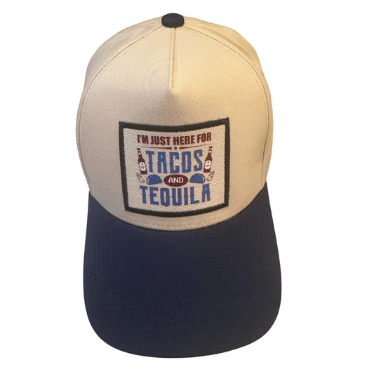 Popfizzy Tacos and Tequila Hat for Men and Women, Fun Foodie Hat, Funny Taco Gifts for Adults, Adult Humor Caps, Adjustable