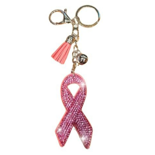 Popfizzy Breast Cancer Keychain, Bling Breast Cancer Gifts for Woman, Pink Ribbon Breast Cancer Awareness Accessories