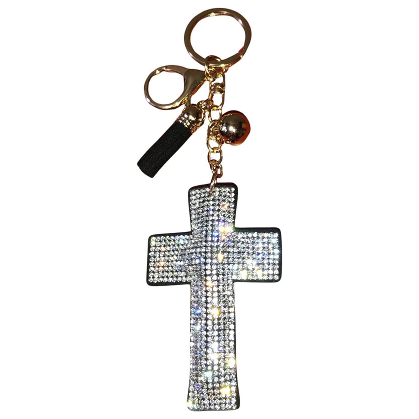 Popfizzy Bling Cross Keychain Accessories for Women, Rhinestone Keychain, Car Keys Keychain Charms, Cute Purse Charms for Handbags