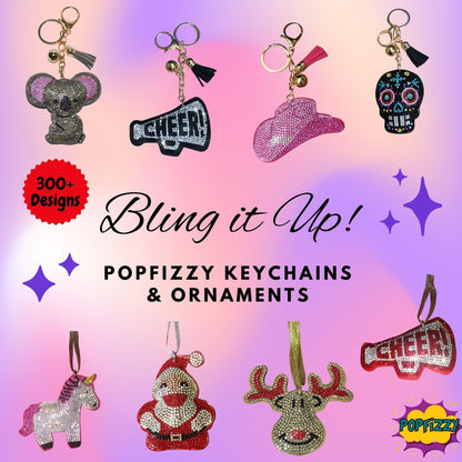 Popfizzy Pink Pickleball Keychain for Women, Rhinestone Purse Charm