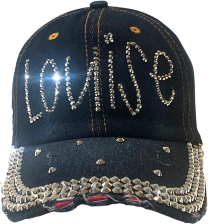 Popfizzy Louise Hat for Women, Rhinestone Bestie Gifts for Women, Bling Best Friend Apparel, for Women