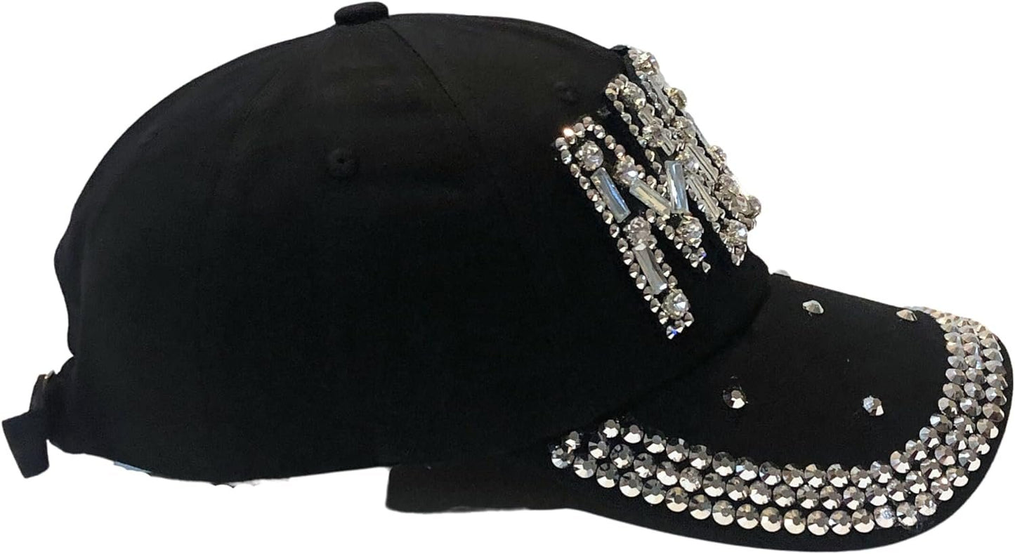 Popfizzy Rhinestone Mom Hat, Bling Baseball Cap for Mom, Cool Mom Gifts, Best Mama Hat, Sparkle Mom Accessories, Mom Cap