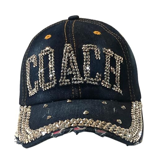 Bling Coach Hat – Sparkly Rhinestone Cap for Women Coaches