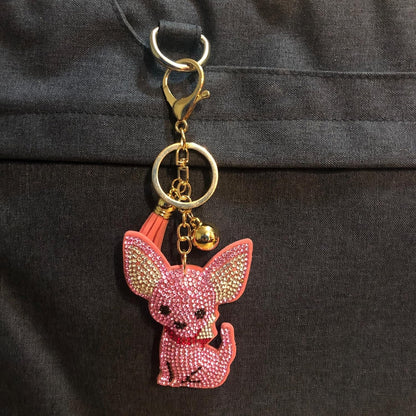 Popfizzy Bling Chihuahua Keychain for Women, Purse Bag Charm