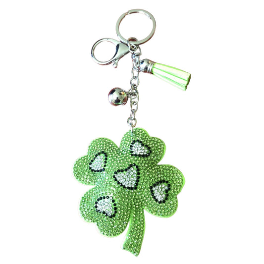 Bling Green Shamrock Keychain Accessories for Women, Cute Keychains for Women, Purse Charms for Handbags, Car Keys Keychain