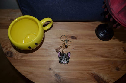 Popfizzy Bling French Bulldog Keychain for Women, Purse Bag Charm