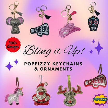 Popfizzy Blue Pickleball Keychain for Women, Rhinestone Purse Charm