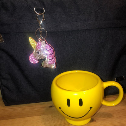 Popfizzy Bling Unicorn Keychains for Girls, Rhinestone Unicorn Backpack Keychain, Pink Unicorn Gifts For Girls and Women