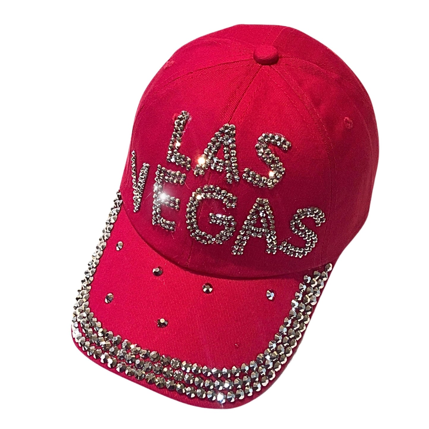 Popfizzy Rhinestone Las Vegas Ball Cap, Bling Hot Pink Las Vegas Hat for Women, Las Vegas Souvenir, Bedazzled Las Vegas Gifts
