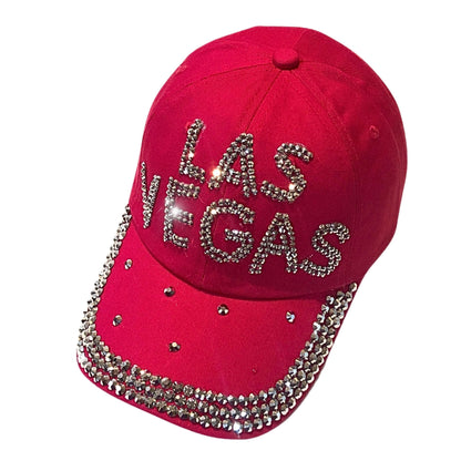 Popfizzy Rhinestone Las Vegas Ball Cap, Bling Hot Pink Las Vegas Hat for Women, Las Vegas Souvenir, Bedazzled Las Vegas Gifts