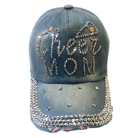 Popfizzy Cheer Mom Hat for Women, Rhinestone Cheer Mom Gifts, Bling Cheer Accessories, Cheer Clothes, Cool Cheer Gifts