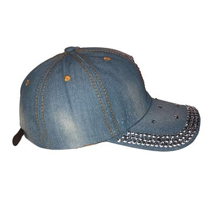Popfizzy Heart Hat with Rhinestones for Women, Bling Heart Accessories, Bedazzled Baseball Cap, Trendy Bling Gifts for Women