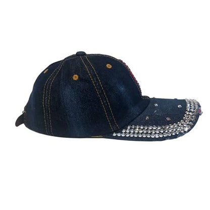 Popfizzy Heart Rhinestone Hat for Women, Trendy Bling Hats, Heart Accessories, Bedazzled Baseball Cap, Bling Gifts for Women