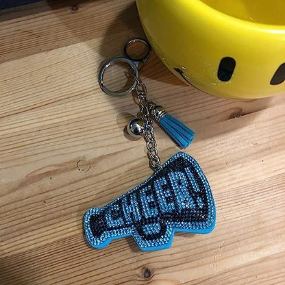 Popfizzy Black and Blue Cheer Keychain for Women and Girls, Cheerleader Bag Charm