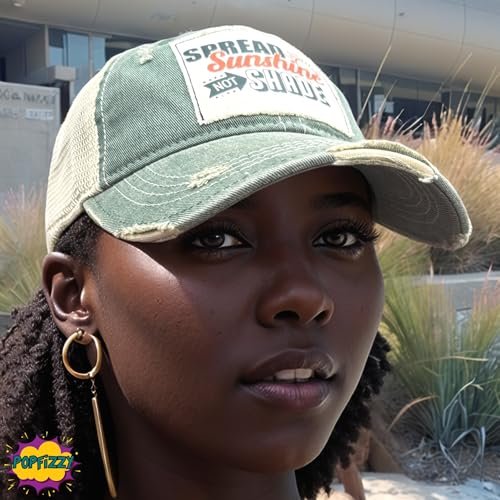 Popfizzy Spread Sunshine Not Shade Hat for Adults, Funny Vintage Trucker Hat, Positivity Baseball Cap, Gift for Women and Men
