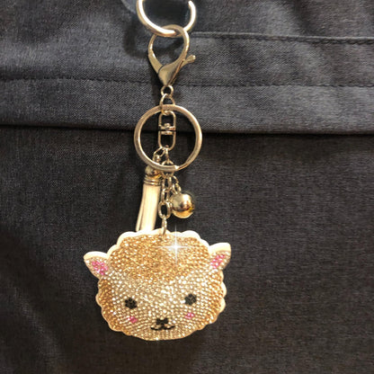 Popfizzy Lamb Keychain Accessories for Girls, Bedazzled Purse Charm for Handbags, Lamb Gifts, Bling Backpack Accessory