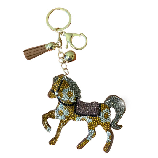 Popfizzy Horse Keychain Accessories for Women and Girls, Rhinestone Backpack Key Chain, Bling Purse Charms, Horse Lover Gifts