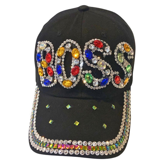 Popfizzy Bling Boss Baseball Cap for Women, Best Boss Gifts for Women, Multicolor Rhinestone Boss Hat, Gifts for Boss Women