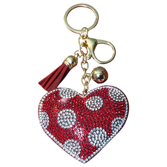 Popfizzy Bling Red Heart Keychain Accessories for Women, Rhinestone Love Heart Purse Charms for Handbags, Red Heart Gifts
