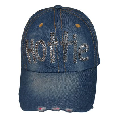 Women's Bling Pink Las Vegas Cap, Bejeweled Rhinestone Baseball Cap, Distressed Pink Hat for Women, Bling Gifts for Women